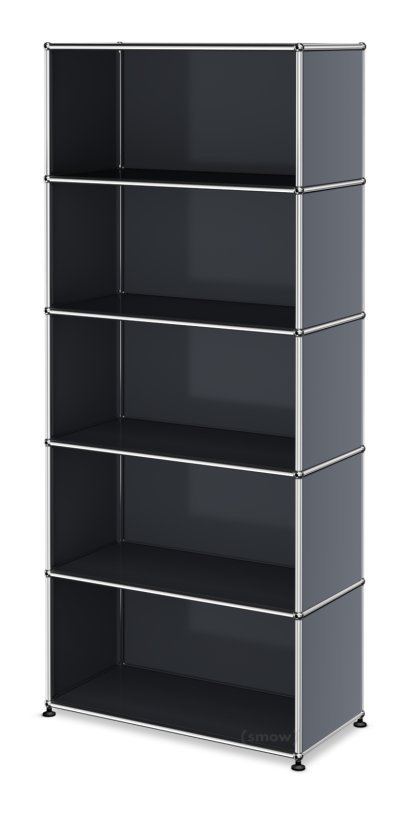USM Haller Aktenregal M, individualisierbar, Anthrazitgrau RAL 7016, Offen, Offen, Offen, Offen
