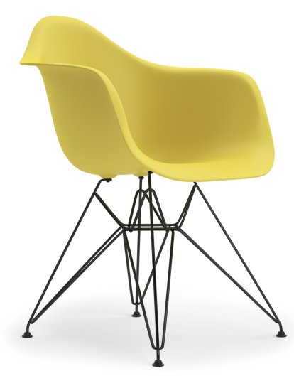 Eames Plastic Armchair RE DAR, Citron, Ohne Polsterung, Ohne Polsterung, Standardhöhe - 43 cm, Beschichtet basic dark