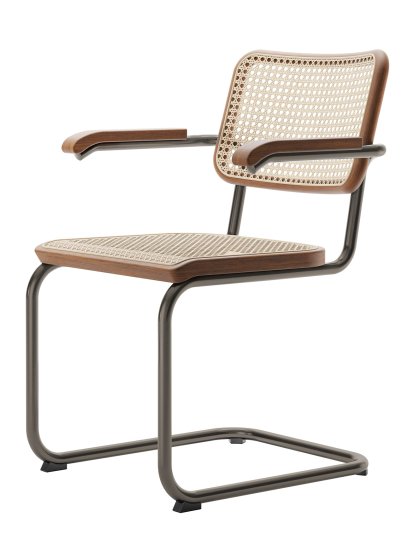 S 32 V / S 64 V Pure Materials Sonderedition Freischwinger, Nussbaum, Rauchchrom, mit Armlehnen