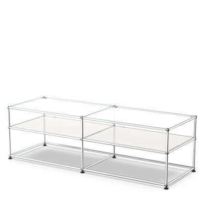 USM Haller Beistelltisch Typ I, Glas, Reinweiß RAL 9010