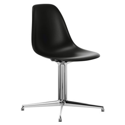 Eames Plastic Side Chair DSL, Tiefschwarz, Ohne Polsterung, Ohne Polsterung, Aluminium poliert