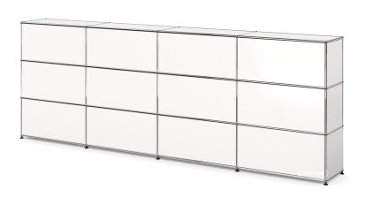 USM Haller Theke Typ 1, Reinweiß RAL 9010, 300 cm (4 Elemente), 35 cm