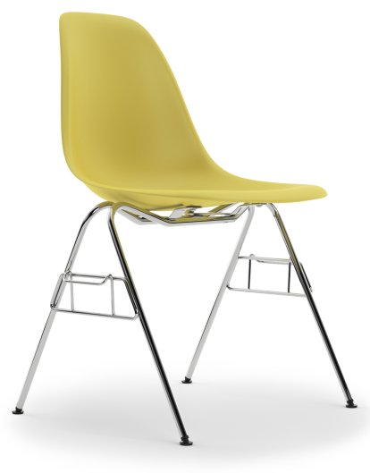 Eames Plastic Side Chair DSS / DSS-N, Citron, Ohne Polsterung, Ohne Polsterung, Mit Reihenverbindung (DSS)