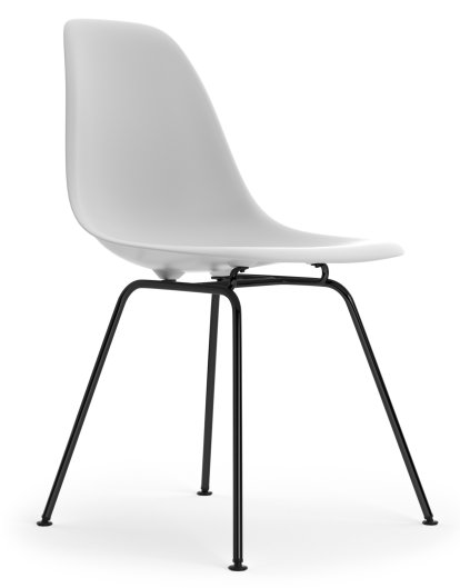 Eames Plastic Side Chair RE DSX, Cotton white, Ohne Polsterung, Ohne Polsterung, Standardhöhe - 43 cm, Beschichtet basic dark