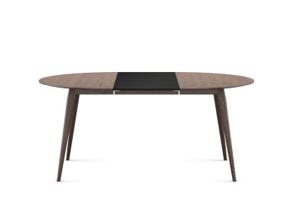 PLAYdinner Round, Eiche geräuchert, Mit einer Einlegeplatte (L 120-170 cm), MDF schwarz
