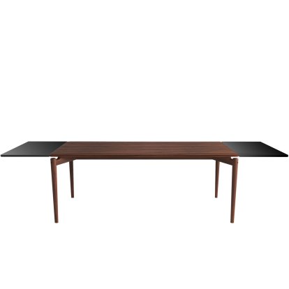 PUREdinner Table, 190 x 85 cm, Walnuss geölt, Mit 2 Erweiterungsplatten MDF schwarz (L 190-290 cm)