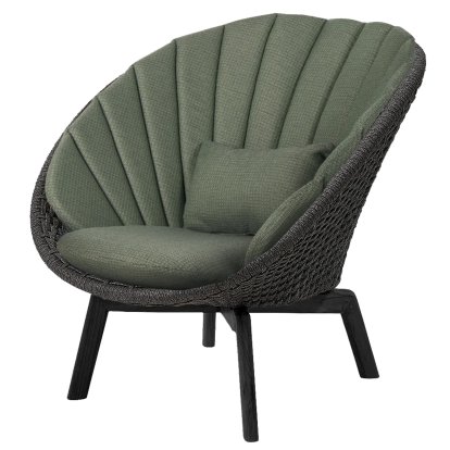 Peacock Loungesessel, Medium flat soft Rope - Dark grey / Aluminium black, Link - Dark green