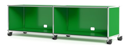 USM Haller TV-/HiFi-Lowboard, individualisierbar, USM grün, Offen, Mit Kabeldurchlass unten mittig