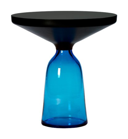 Bell Side Table, Schwarz brünierter Stahl, klar lackiert, Saphir-blau