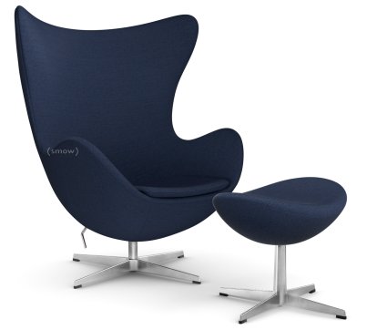 Egg Chair, Christianshavn, Christianshavn 1155 - Dark blue, Satingebürstetes Aluminium, Mit Fußhocker