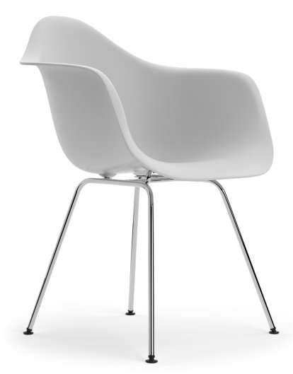 Eames Plastic Armchair DAX, Cotton white, Ohne Polsterung, Ohne Polsterung, Standardhöhe - 43 cm, Verchromt