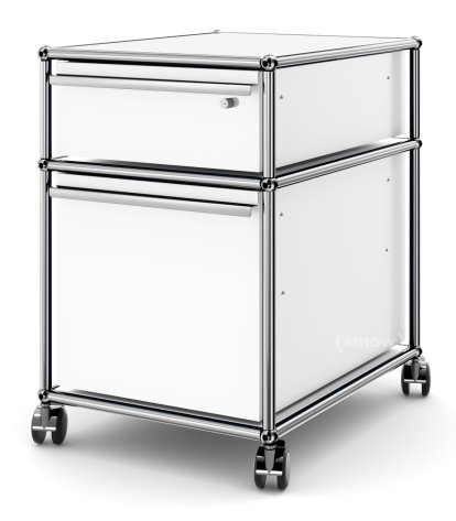 USM Haller Rollcontainer mit Hängeregistratur, Nur A6-Schublade mit Schloss, Reinweiß RAL 9010