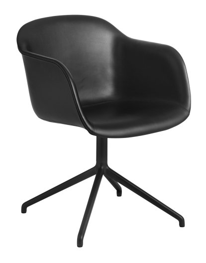 Fiber Armchair Swivel, Leder schwarz