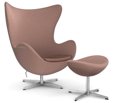 Egg Chair, Christianshavn, Christianshavn 1131 - Orange/Red, Satingebürstetes Aluminium, Mit Fußhocker
