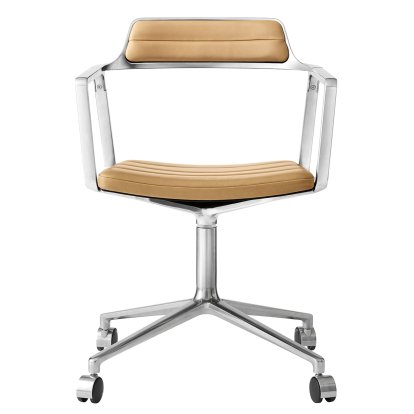 Swivel 452 Drehstuhl, Poliert, Rollfuß, Leder camel