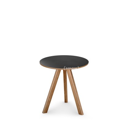 Copenhague Round Table CPH20, Ø 50 x H 49, Eiche lackiert, Linoleum schwarz