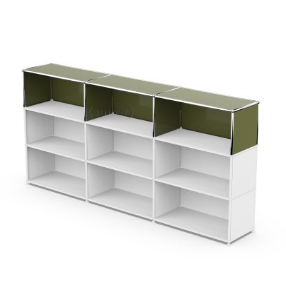 USM Haller Anbaupaket Vertikal 3, Olivgrün RAL 6003, 35 cm