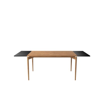 PUREdinner Table, 140 x 85 cm, Eiche natur geölt, Mit 2 Erweiterungsplatten MDF schwarz (L 140-240 cm)