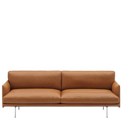 Outline Soft Sofa, Dreisitzer, Leder Refine - cognac, Aluminium, poliert