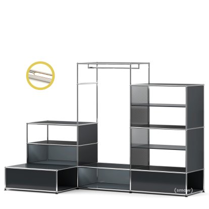 USM Haller E Garderobe XL mit Beleuchtung, Anthrazitgrau RAL 7016