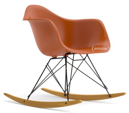 Eames Plastic Armchair RE RAR, Rostorange, Beschichtet basic dark, Ahorn gelblich