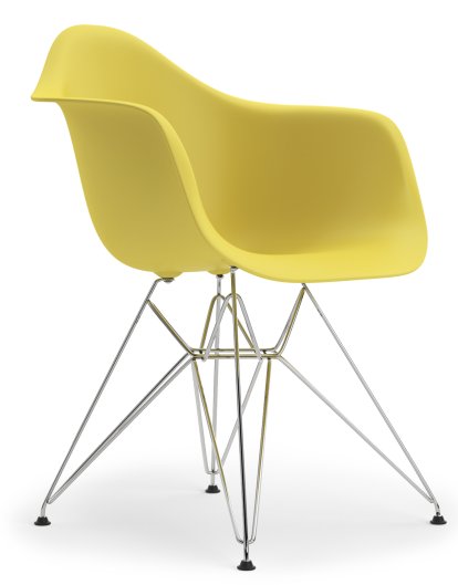 Eames Plastic Armchair RE DAR, Citron, Ohne Polsterung, Ohne Polsterung, Standardhöhe - 43 cm, Verchromt