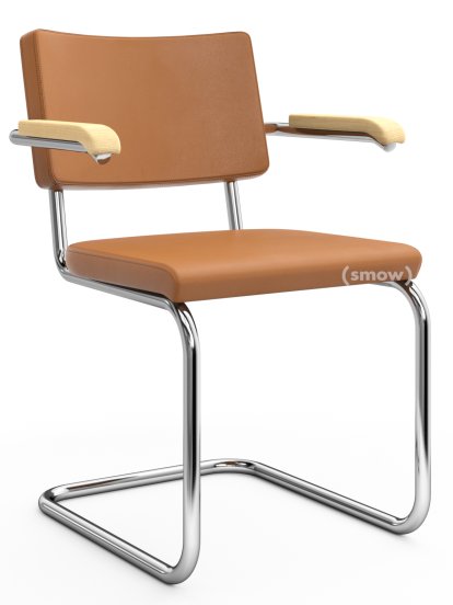 S 32 PV / S 64 PV Pure Materials Freischwinger, Nappaleder cognac, Esche