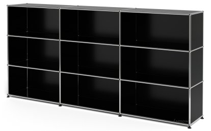 USM Haller Highboard XL, individualisierbar, Graphitschwarz RAL 9011, Offen, Offen, Offen