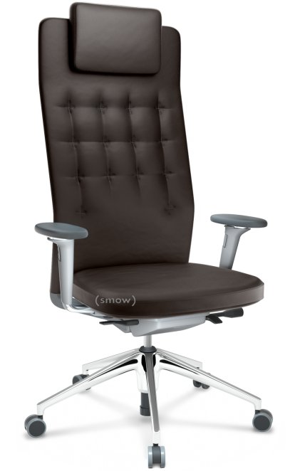 ID Trim L, FlowMotion ohne Sitztiefenverstellung, Mit 3D-Armlehnen, Soft grey, Leder kastanie, Hart für Teppichboden