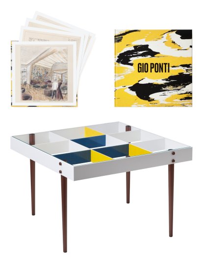 Gio Ponti Art Edition (Set aus Tisch + Buch + Kunstdrucke)