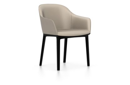Softshell Chair auf Vierbeinfuß, Basic dark, Leder (Standard), Sand, Filzgleiter für harte Böden