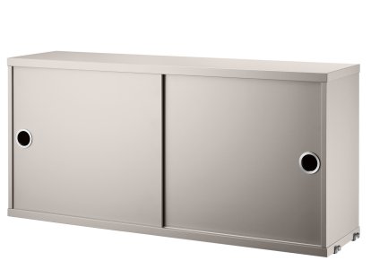 String System Hängeschrank mit Schiebetüren, Beige lackiert, 20 cm