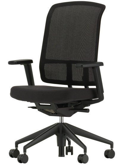 AM Chair, Schwarz, Nero, Mit 2D Armlehnen, Kunststofffuß tiefschwarz, Weich für harte Böden