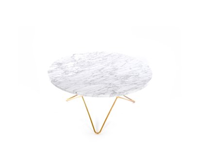 O Table, Weiß Carrara, Messing
