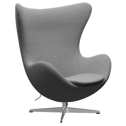Egg Chair, Re-wool, 108 - Off white / natural, Satingebürstetes Aluminium, Ohne Fußhocker