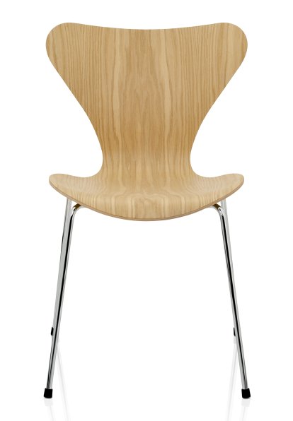 Serie 7 Stuhl 3107, Holz klar lackiert, Eiche natur, Chrome
