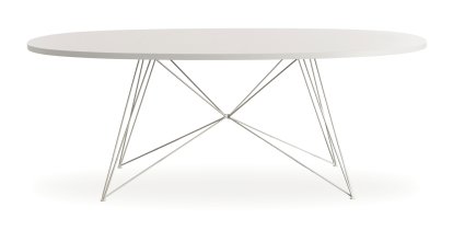 Tavolo XZ3 Oval, MDF weiß, Weiß lackiert