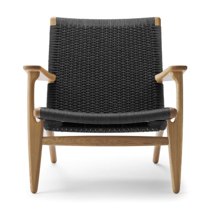 CH25 Lounge Chair, Eiche geseift, Schwarz