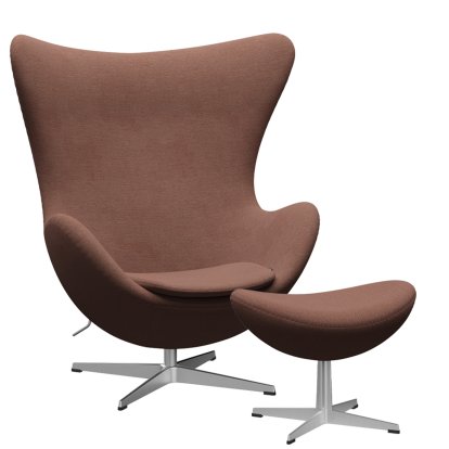 Egg Chair, Christianshavn, Christianshavn 1132 - Beige/Orange, Satingebürstetes Aluminium, Mit Fußhocker