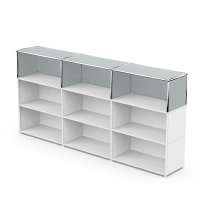 USM Haller Anbaupaket Vertikal 3, USM mattsilber, 35 cm