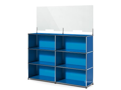 USM Haller Counter L mit Security Screen, Enzianblau RAL 5010