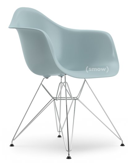 Eames Plastic Armchair RE DAR, Eisgrau, Ohne Polsterung, Ohne Polsterung, Standardhöhe - 43 cm, Verchromt