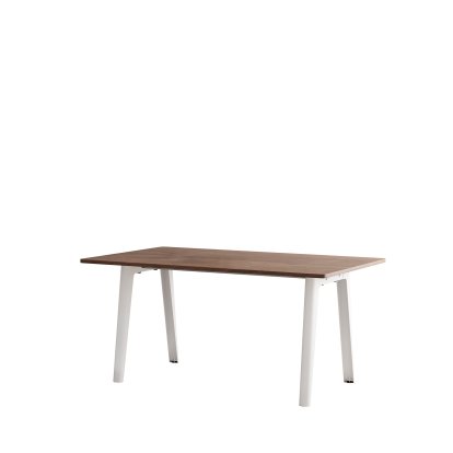 New Modern Esstisch rechteckig, Metall/Holz, 160 x 95 cm, Walnussfurnier, Wolkenweiß