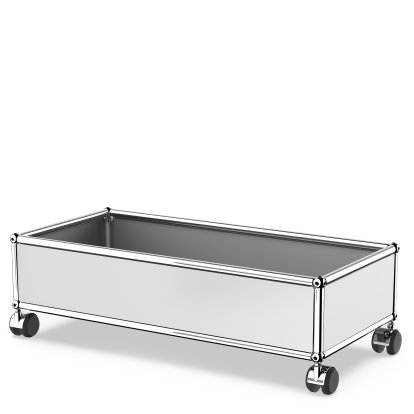 USM Haller Box mit Rollen, USM mattsilber, Hart für Teppichboden