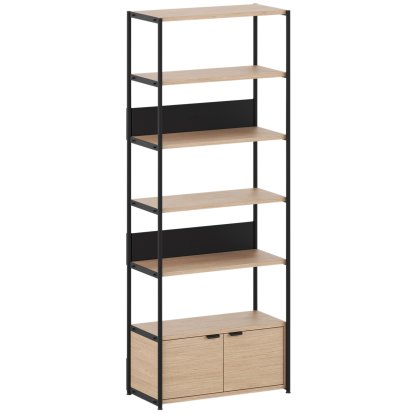 Unit Regal Holz, 215 m , 1 x Doppeltür, Eiche / Graphitschwarz