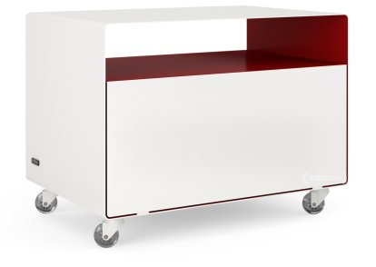 Rollwagen R 107, Zweifarbig, Reinweiß (RAL 9010) - Rubinrot (RAL 3003), Transparentrollen