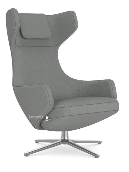 Grand Repos, Sessel Grand Repos, Stoff Cosy 2 Kieselgrau, 41 cm, Poliert