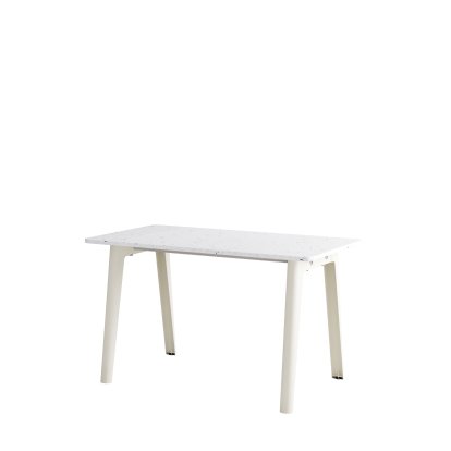 New Modern Esstisch rechteckig, Metall/recycelter Kunststoff, 130 x 70 cm, Cremeweiß