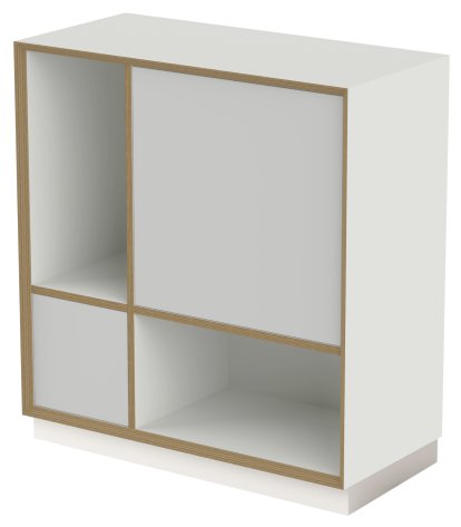 Vertiko Ply Regal, Ausführung 4, Reinweiß, Mit Sockel