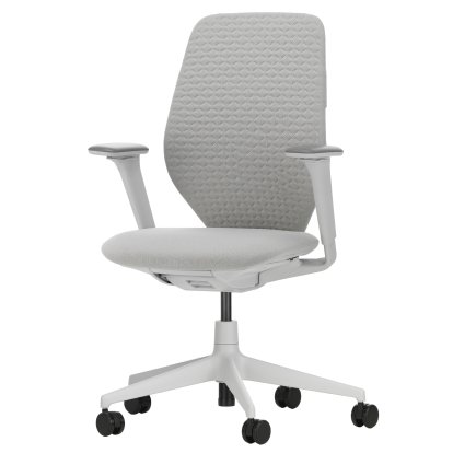ACX Soft, Mit Vorwärtsneigung, mit Sitztiefenverstellung, 3D-Armlehnen F, Soft grey, Sitz Grid Knit, stone grey, Weiche Rolle für harte Böden